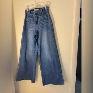 Hidden denim size 28 high rise wide leg raw hem
